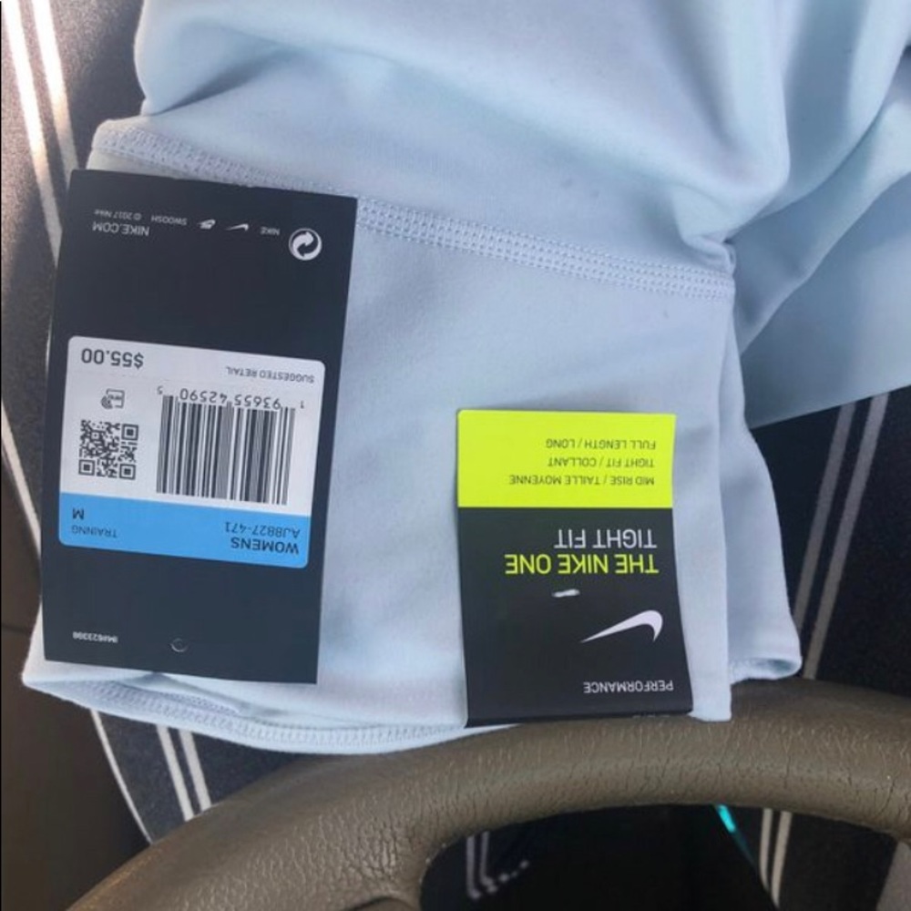 Women’s Nike Light Blue and Neon Leggings - Picture 2 of 6